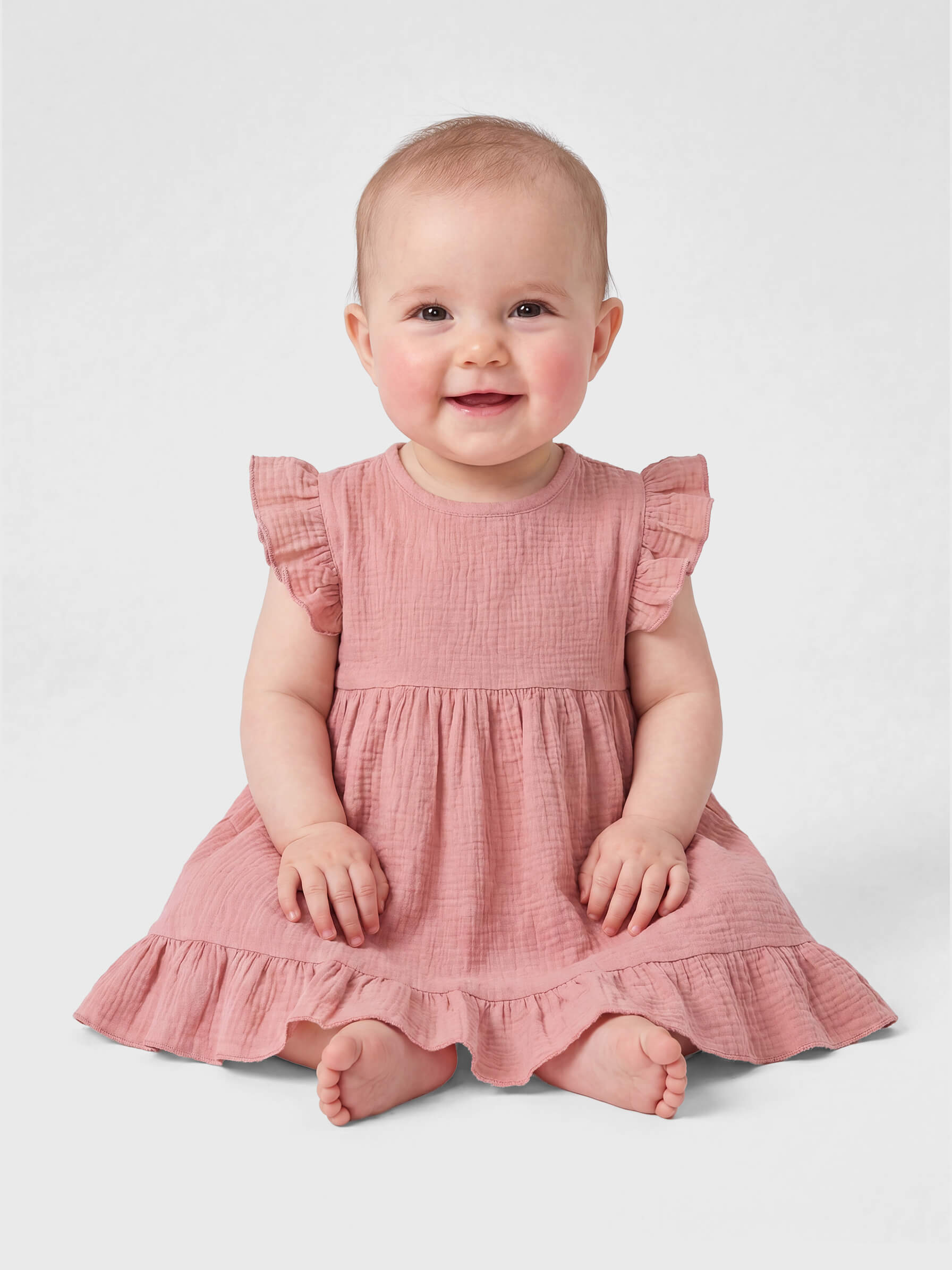 Clara Ruffle Trim Organic Muslin Dress